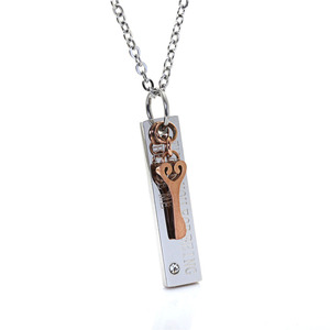Collier pendentif clé en acier inoxydable noir, bijoux unisexes en forme de clé, cadeau - Product Image 3