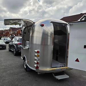 Food Truck Retrò Arrotondato in Acciaio Inossidabile, Carrello Mobile per Bevande, Chiosco Compatto per Street Food - Product Image 6