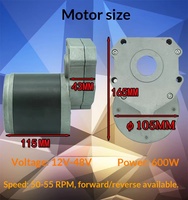 Motor para Cortacésped de 4 Ruedas con Tracción en las 4 Ruedas, de CC, con Imán Permanente Cepillado, Alto Torque, Eléctrico, con Engranajes, 24V 12V 48V 350W 600W 800W, IP65, 19.1Nm