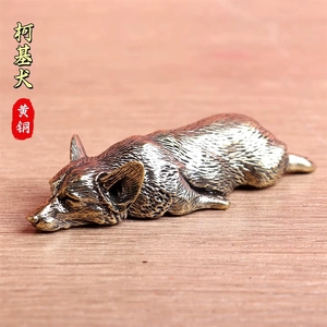 1 Pezzo Simpatica Statuetta Antica in Ottone Massiccio a Forma di Cucciolo Sdraiato, Decorazione da Tavolo, Animale Domestico del Tè Cinese - Product Image 5