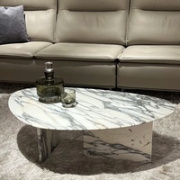 Ensemble de tables basses personnalisées en marbre Calacatta Viola, table d'appoint ronde en marbre pour salon