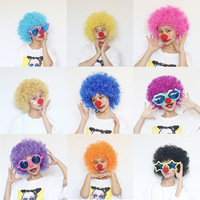 Wig Afro dan Badut Warna-warni Lucu untuk Perlengkapan Pesta Topeng