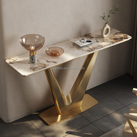 Nouvel arrivage de table console moderne de luxe en acier inoxydable table de marbre pour hall d'entrée meubles de salon table de présentation de villa