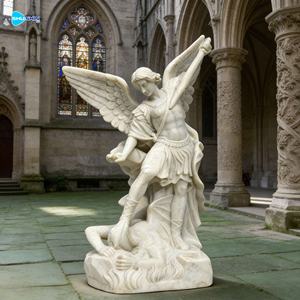 รูปปั้นนักบุญไมเคิล แองเจิล ขนาดเท่าคนจริง ทำจากหินอ่อนสีขาว สำหรับตกแต่งโบสถ์กลางแจ้ง สวนหย่อม - Product Image 1