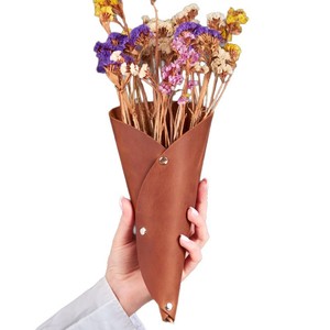Sac de rangement mural style vintage pour fleurs séchées, en cuir PU, pour décoration intérieure, pochette pour vase à fleurs, sac d'emballage pour bouquets domestiques - Product Image 6