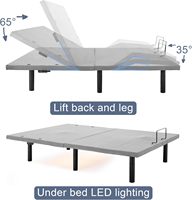 Cadre de lit intelligent réglable électrique King Size avec massage, réglage de la hauteur, pour personnes âgées, pliable, Twin XL