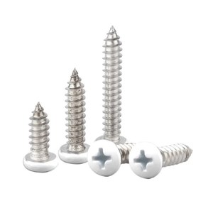 En stock al por mayor: Tornillos autorroscantes Phillips de cabeza alomada de acero al carbono cincado, blancos, para estructuras metálicas. - Product Image 1