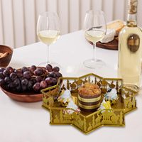 Plateaux en métal doré de luxe pour l'Aïd Moubarak, décorations de table pour le Ramadan, conteneurs à fruits, ornements
