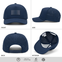 Casquette de sport respirante à séchage rapide en polyester imperméable avec logo personnalisé, perforations laser, pour hommes et femmes, OEM