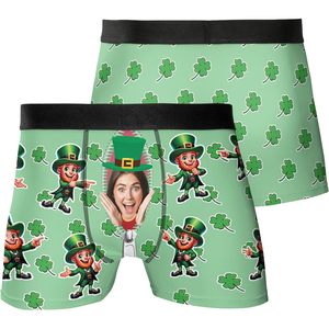 <b>Custom</b> Men's <b>Boxer</b> Briefs With Face Photo Print St. Patrick's Day Leprechaun Design Soft Knitted Underwear For Fun Gifts - Product Image 4