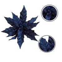Fleur de poinsettia ornementale professionnelle YATING, bleu foncé, durable, douce, écologique, 35 cm, décoration de sapin de Noël pour la maison