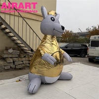 Mascotte Kangourou Géant Gonflable Gris avec Logo Imprimé, Personnage Kangourou Gonflable Personnalisé pour Promotion de Marque