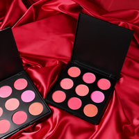 Palette de fard à joues 9 couleurs à marque privée, maquillage rose pour le visage, longue tenue, végétalien, en plastique
