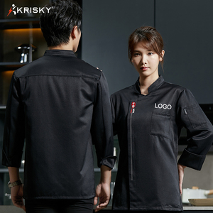 Chef chaqueta gris restaurante personal uniforme cocina trajes de trabajo para hombres uniformes de manga larga Chef - Product Image 6