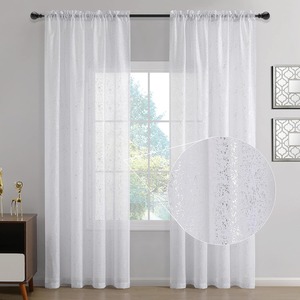 Lusso lamina d'oro Glitter trasparenti tende grigio oro tessuto <span class=keywords><strong>con</strong></span> Grommet in stile moderno finestre piatte per casa soggiorno Cafe - Product Image 3