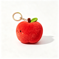 Porte-clés en peluche personnalisé Kawaii en forme de fruit, pomme rouge mignonne, pendentif de sac en peluche douce, vente en gros de jouets porte-clés en peluche personnalisés