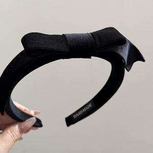 Bandeau à nœud en <span class=keywords><strong>velours</strong></span> de couleur unie fait à la main pour femmes bandeau à nœud imprimé léopard vintage - Product Image 4