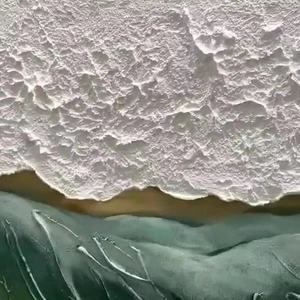 Peinture à l'huile minimaliste de vagues de mer et de plage, peinte à la main, encadrée, art mural pour la décoration moderne de la maison, du bureau ou du studio - Product Image 3