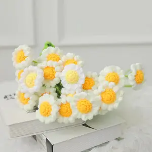 Handmade Crochet Flower Knitted Rose Tulips Daisy Fake Flowers Party Wedding Decoration Gifts For Mother's Days Valentine's Day