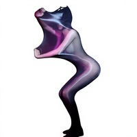 Jm042 Combinaison intégrale unisexe en nylon transparente, ultra-fine, effet miroir 8D, brillante, sans coutures, sensuelle, pour le commerce transfrontalier