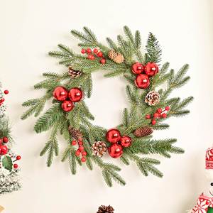 Nueva Guirnalda de Navidad y Acción de Gracias de Alta Calidad con Bayas Rojas Artificiales, Agujas de Pino y Bolas Electrochapadas para Fiestas - Product Image 1