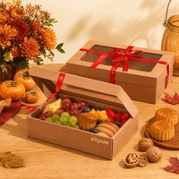 Boîte cadeau en carton ondulé de qualité alimentaire personnalisée en gros avec fenêtre transparente, boîte d'emballage pour gâteaux aux fruits biodégradable avec estampage