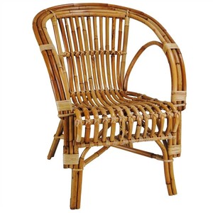 Fauteuil en rotin avec coussin blanc, style tropical, meuble durable pour le salon - Product Image 3