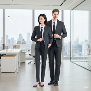 Conjunto de <span class=keywords><strong>Traje</strong></span> de Gerente de Tres Piezas <span class=keywords><strong>con</strong></span> Doble Botonadura, Uniforme de Trabajo para Hombres y Mujeres, Pantalón <span class=keywords><strong>con</strong></span> Cierre, Estilo Empresarial y de Servicios Públicos - Product Image 6