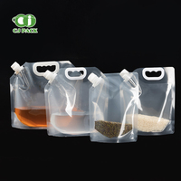 Sac Doypack transparent de 5L avec bec verseur et poignée en plastique, refermable, pour le stockage de liquides, de bière et de riz