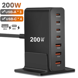 CE CB ROHS KC KCC PSE SAA 200W <strong>7</strong> <strong>Port</strong> Fast Charging Station PD100W Laptop <strong>Charger</strong> Brick <strong>for</strong> <strong>iPhone</strong> 17 MacBook Pro DELL Steam - Product Image 1