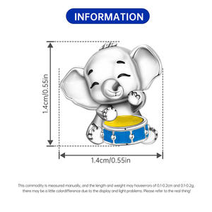 Cute and stylish DIY white brass drumming elephant <b>beaded</b> <b>bracelet</b>/jewelry pendant, perfect for women - Product Image 4