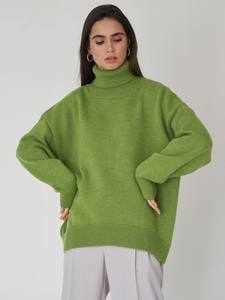 <span class=keywords><strong>Pull</strong></span> <span class=keywords><strong>vintage</strong></span> à col roulé uni, tissé à la main, épais, coupe ample, automne-hiver 2025, style européen et américain - Product Image 6
