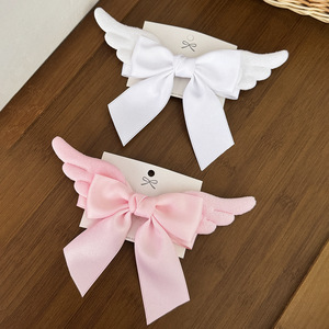 Cute Pink Winged Bow Hairpin New Plush Butterfly Hair Accessory for Promotional Party Supplies