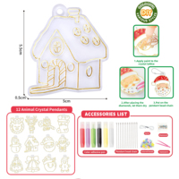 Édition de Noël : Peinture Gel pour Enfants, Autocollants de Fenêtre en Verre à Séchage Naturel, Pendentifs 3D Dessins Animés, Peinture DIY