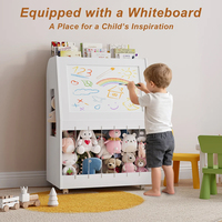Étagère de rangement multifonctionnelle pour jouets d'enfants, organisateur de jouets amovible avec tableau blanc, bibliothèque pour enfants