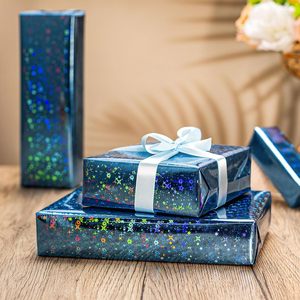 Rollo de Papel de Regalo Holográfico Azul Merture, 46.5 Pies Cuadrados, de una Sola Cara, Ecológico, para Cumpleaños, Baby Shower, Navidad - Product Image 2