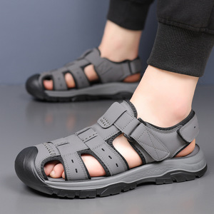 Sandalias de Punta Cerrada para Hombre, Transpirables, con Parte Superior de PU, Suela de Goma, Correa con Hebilla, Ligeras y Antideslizantes para Verano - Product Image 2