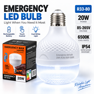 Bombilla LED recargable de emergencia portátil, 20W, E27, 1800mAh, táctil, 6500K, luz diurna, IP54, lámpara LED impermeable para el hogar, Camping, noche - Product Image 2