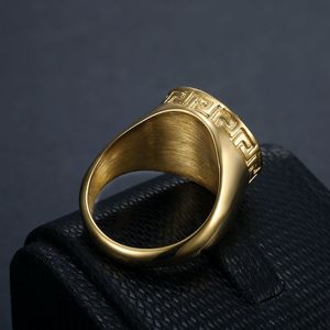 Bague en acier titane doré avec pavé de cristaux, thème mythologie grecque Hip Hop, bijoux unisexe - Product Image 3