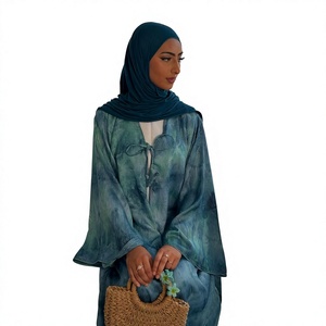 Abaya Larga de Lujo con Estampado Sólido para Invierno 2026, Conjunto de 2 Piezas, Cardigan Musulmán, Hiyab, Vestido Modesto para Mujer, Kaftán, Ramadán - Product Image 3
