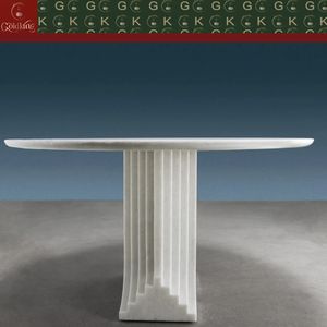 <span class=keywords><strong>Table</strong></span> à manger en marbre blanc Bianco Carrara GOLDKING pour cuisine et salle à manger, pierre blanche pure, design monolithique poli sur mesure - Product Image 4