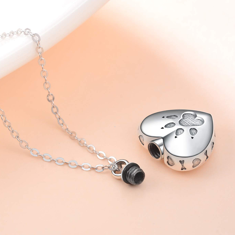 Очаровательное ожерелье с лапой и сердцем из серебра 925 пробы для вечной кремации
