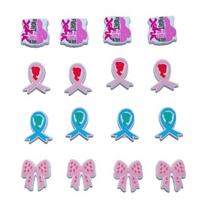 Abalorios de silicona para la concienciación sobre el cáncer de mama, formas mixtas, lazo de cinta rosa y azul para la fabricación de joyas - Product Image 2