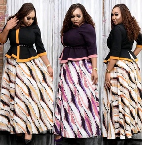 Y208111 Nuevo Vestido Africano para Mujer, Tallas Grandes 2XL-6XL, Vestidos Casuales con Cinturón, Gran Venta - Product Image 1