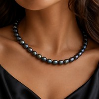 Perles de culture d'eau douce vertes paon 8-9mm en forme de riz, brin lâche pour la fabrication de bijoux