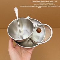 Ensemble de tasses à café, tasse à expresso en acier inoxydable 18/8 avec soucoupe et cuillère, tasse à boisson pour latte, cappuccino, lait, thé