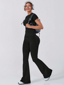 Conjunto de Yoga para Mujer, Pantalones Cortos Acampanados, <span class=keywords><strong>Ropa</strong></span> Deportiva para Gimnasio, Fitness, Ejercicio, Running, <span class=keywords><strong>Ropa</strong></span> Deportiva sin Costuras - Product Image 3