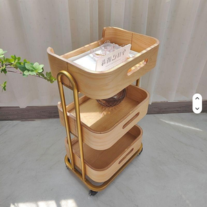 Carrito de Salón de Madera Maciza de Tres Niveles con Diseño Moderno 2026, Mueble Multifuncional Móvil para Herramientas de Peluquería para Salones de Belleza - Product Image 6