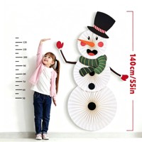 Éventails en papier de Noël à suspendre, décorations de tableau d'affichage Bonhomme de neige, décors muraux d'hiver pour les fêtes