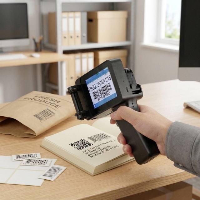 Portable Mini Handheld Battery-Powered Inkjet Printer Fast Dry Ink for All Surfaces Plastic Card Stock Glossy Photo Paper